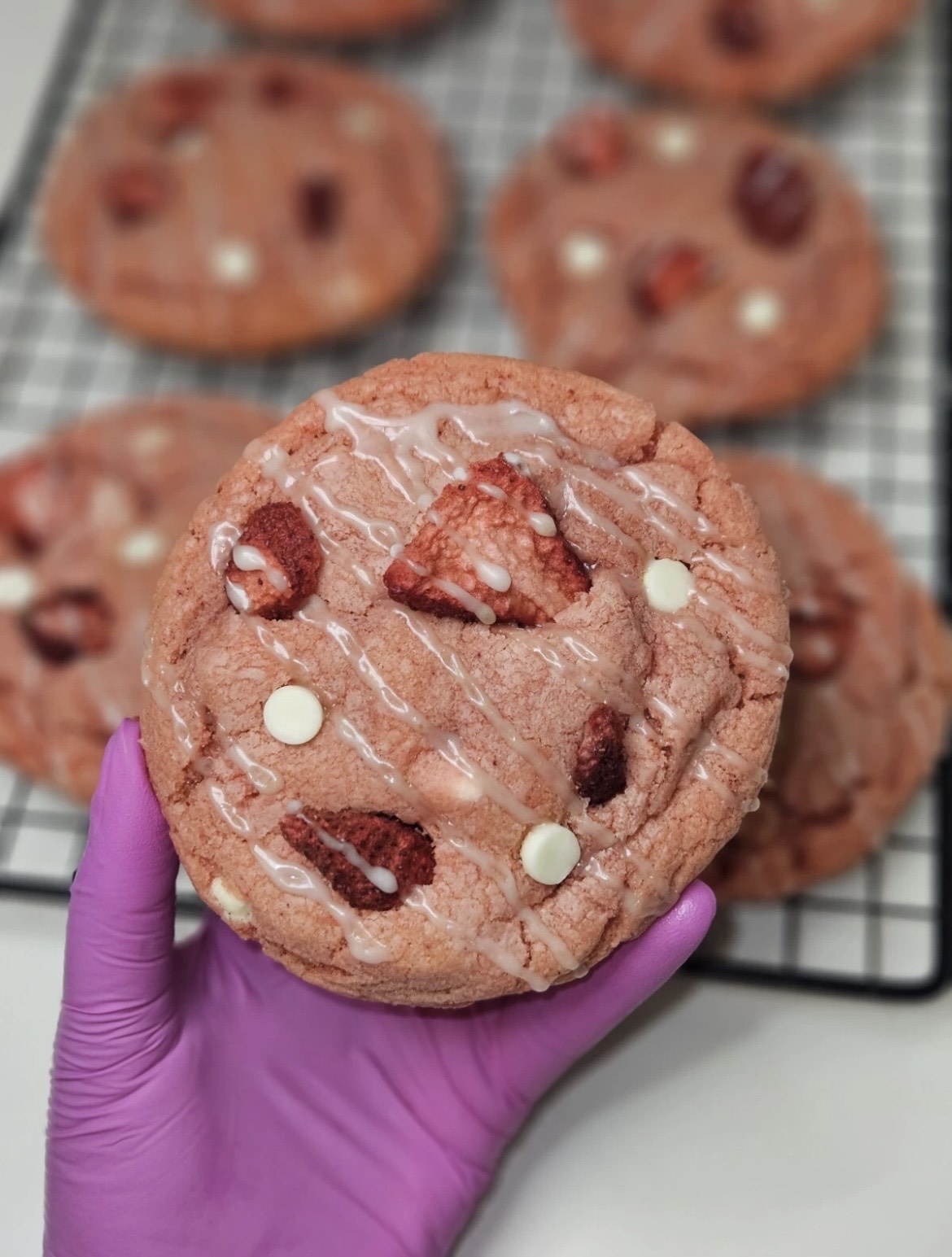 Handmade Strawberries & Cream Cookies, Giant Cookies, Soft Baked Cookies