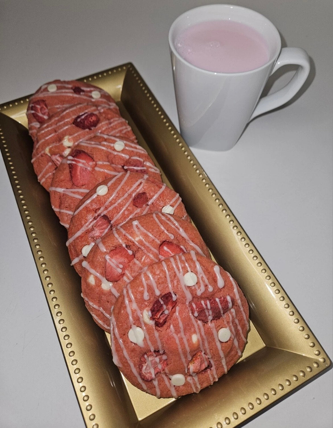 Handmade Strawberries & Cream Cookies, Giant Cookies, Soft Baked Cookies